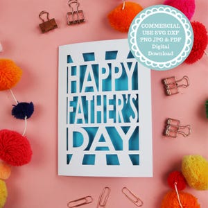 Plantilla de corte de papel para tarjeta del Día del Padre - SVG para Cricut, descarga digital, uso comercial, plantilla de tarjeta del Día del Padre