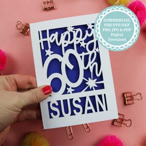 Modèle Papercut de carte 60e anniversaire PDF SVG, carte de 60 ans, fichier SVG pour Cricut, téléchargement numérique, fabrication de cartes Cricut, carte Dxf