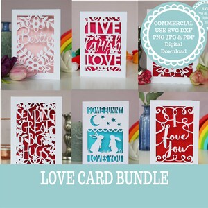 COMMERCIAL USE BUNDLE Love Papercut Cards, Templates for Partners, Couples, Family, Husband or Wife