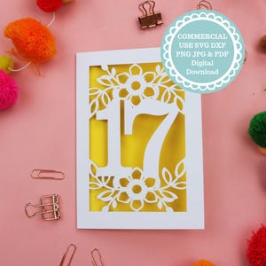 Cricut Insert Card SVG for 17th Birthday Card