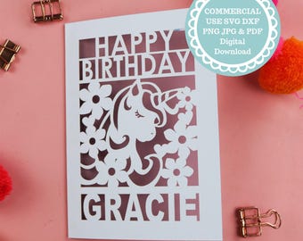 Unicorn SVG for Cricut Card Making - Birthday Card Template