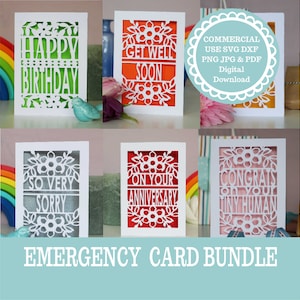 COMMERCIAL USE BUNDLE Emergency Card Papercut Templates for all occasions