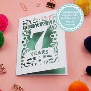 Carte à insérer Cricut SVG pour 7e anniversaire de mariage
