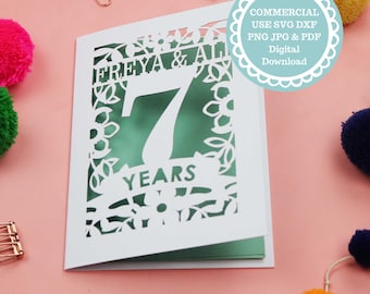 Cricut Insert Card SVG For 7th Wedding Anniversary