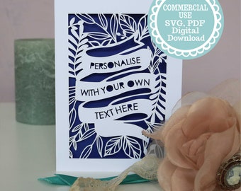 Personalised Banner Elegant Card SVG Papercut Template COMMERCIAL USE