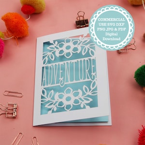 SVG COMMERCIAL Use Adventure Card Papercut Template, PDF File for Cricut, Digital Download