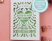 Papercut Wedding Card SVG, Cricut Wedding Template, Laser Cut Files