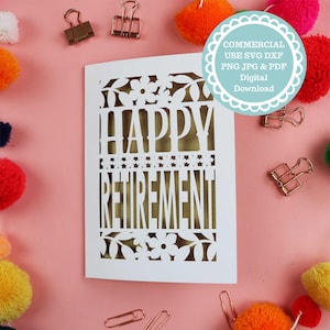 Retirement SVG File For Papercut Card, Commercial Use Laser Cut Card Files
