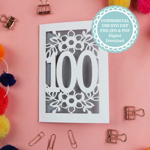 100th Birthday Card SVG File For Cricut or Laser Cutting