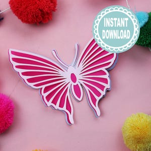 Papillon SVG en couches 3D pour la découpe Cricut ou laser