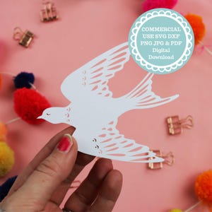 SVG PNG PDF Pájaro Papercut, archivo de descarga digital para corte láser, corte a mano o plantilla Cricut, regalo de bricolaje para uso personal