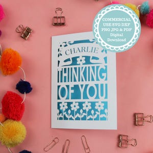 Thinking of You SVG for Cricut Personalised Paper Cut Card