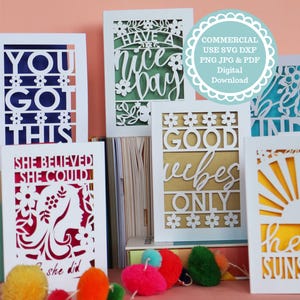 Lot de cartes à insérer Cricut, cartes d'encouragement à ondes positives