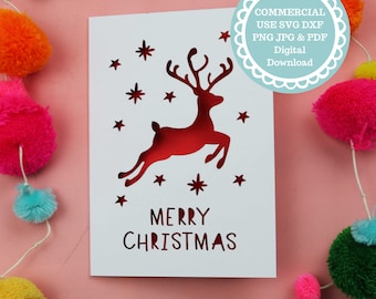 Cricut Christmas Card SVG. DIY Christmas Cards, Laser Cut Files