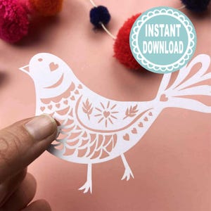 鳥の切り絵テンプレート