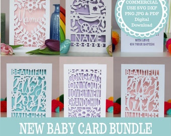 COMMERCIAL USE BUNDLE Baby Card Papercut Templates