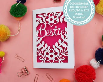 Bestie Papercut Card Template SVG For Cricut Insert Cards