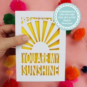 Cricut Card SVG Template- You Are My Sunshine Papercut Card