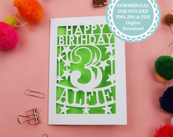 3rd Birthday SVG Insert Card File For Cricut Or Laser Cutting