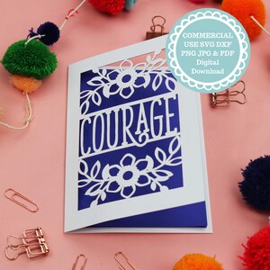 Papercut Insert Card SVG for Cricut or Laser Cutting- Courage Card for Positivity and Encouragement