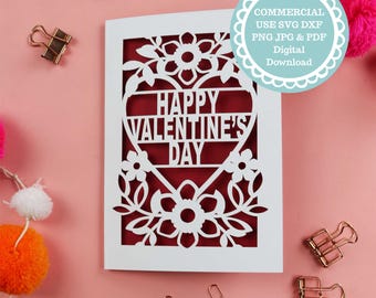 Valentine's Card SVG Template, Valentine Craft SVG Files For Cricut Or Laser Cutting