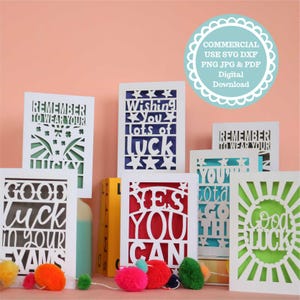 COMMERCIAL USE BUNDLE Good Luck Cards Papercut Templates Svg and dxf