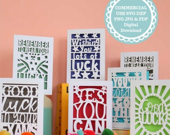 COMMERCIAL USE BUNDLE Good Luck Cards Papercut Templates Svg and dxf