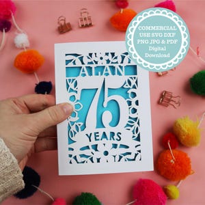 Personalised 75th Birthday Card SVG for Cricut or Laser Cutting