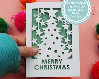 Plantilla de tarjeta navideña para Cricut o corte láser, SVG