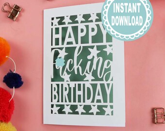 Lustige Geburtstagskarte SVG-Datei, Cricut Schneidedatei - Inhalt für Erwachsene