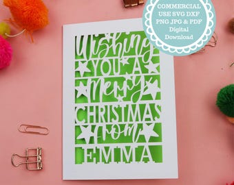 Personalised Christmas Card SVG For Cricut Or Laser Cutting, Instant Download Commercial Use