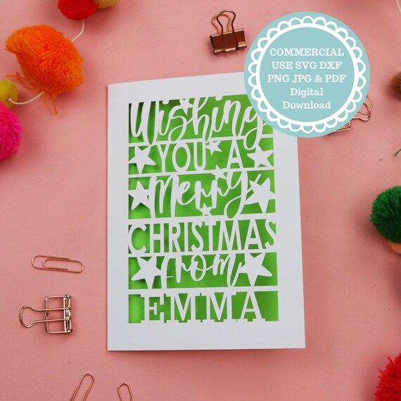 Personalised Christmas Card SVG For Cricut Or Laser Cutting, Instant Download Commercial Use