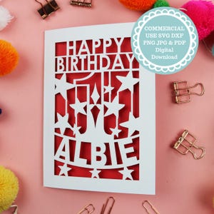 Tarjeta de primer cumpleaños personalizada SVG para corte por láser o Cricut