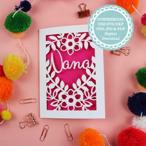 Tarjeta de inserción Nana de Papercut SVG para corte láser o Cricut