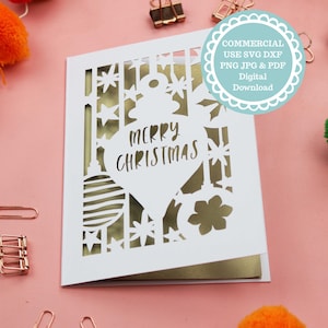 Plantilla de tarjeta navideña personalizable SVG para Cricut