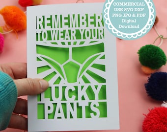 Lucky Pants Funny Good Luck Card Papercut SVG Template, File for Cricut, Digital Download
