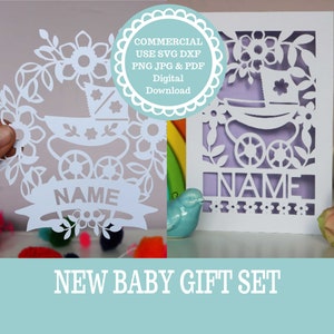 NEUES BABY GESCHENK Set, Baby Karte und Papierschnitt Vorlagen