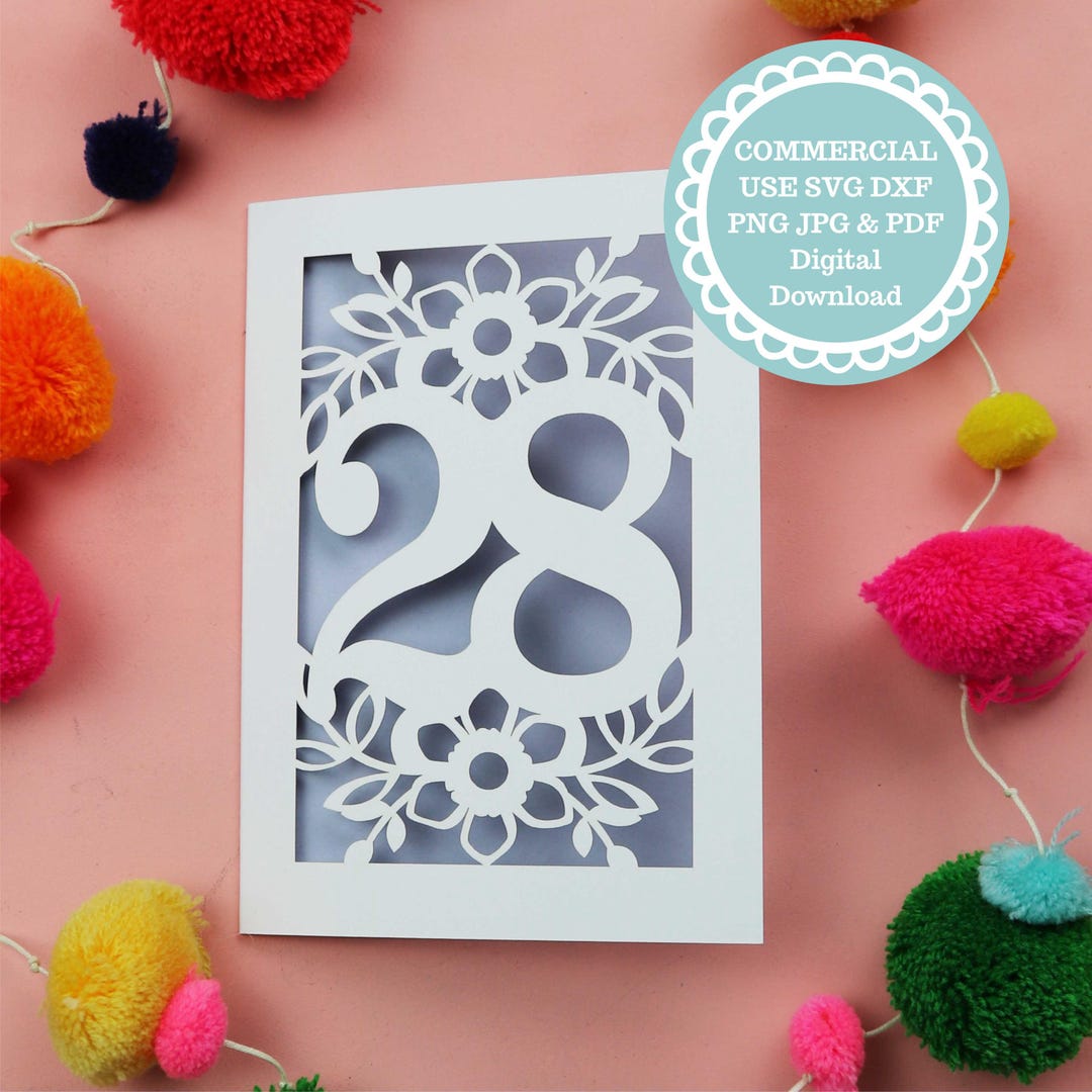 28th Birthday Card Cricut SVG - Laser Cut Files for Birthday Card - Etsy