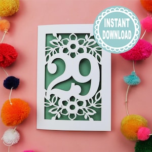 29th Birthday Card Template - Cricut SVG File - Laser Cut Templates