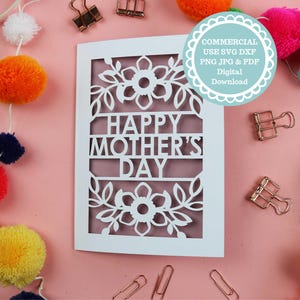 Happy Mother's Day Card SVG voor Cricut of lasersnijden