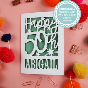 50. Geburtstagskarte SVG-Datei für Cricut oder Laserschneiden
