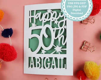 50th Birthday Card SVG File For Cricut or Laser Cutting