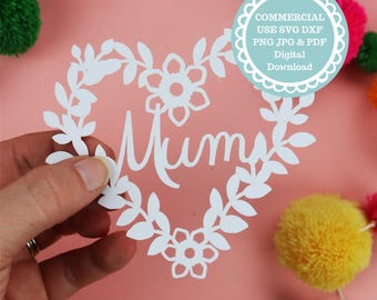 Papiersnijsjabloon Mum Paper Cut Art, SVG of pdf