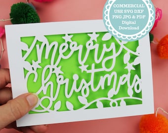 SVG Cricut Christmas Card Papercut Template