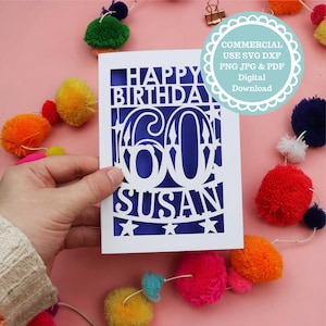Carte à insérer 60e anniversaire SVG pour Cricut