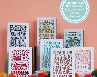New Baby Paper Cut Card Bundle- SVG Files For Cricut Card Making or Laser Cutting