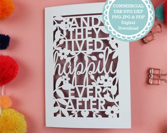 Wedding Card SVG For Cricut Or Laser Cutting, Happily Ever After Papercut