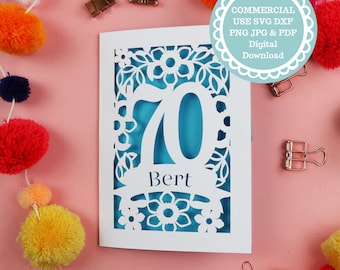70th Birthday Card SVG For Cricut or Laser Cutting