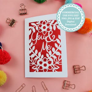 SVG Anniversary Card Papercut Template, Card Making Files for Cricut