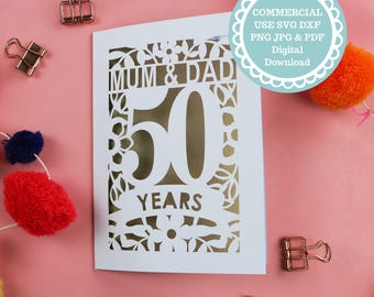 Archivo SVG de tarjeta de aniversario de Cricut, 50.° aniversario